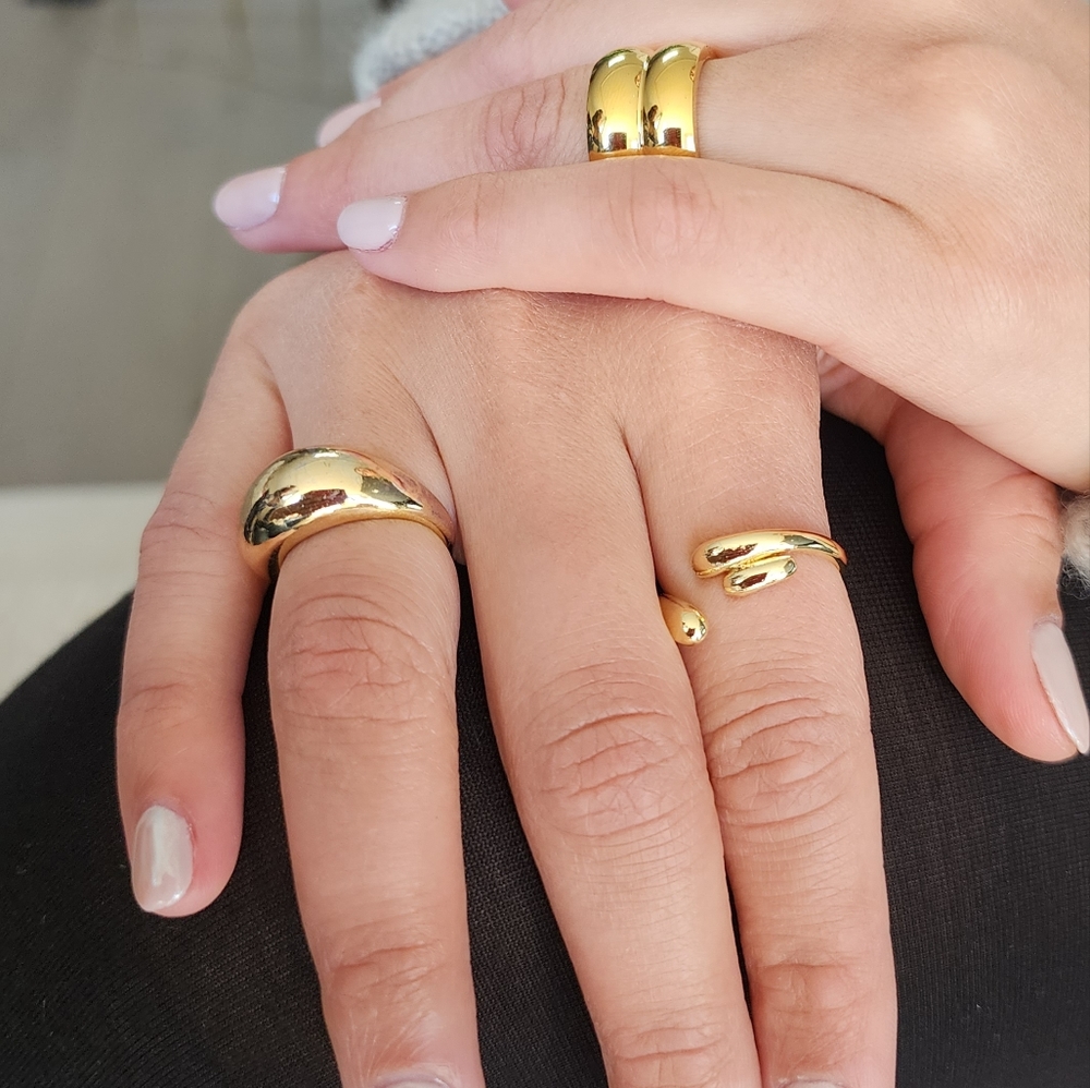 Size 9 Womens Gold Plated Dome Ring Jewelry Retro Smooth Surface - Picture 7 of 12